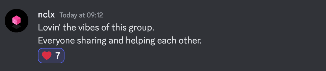 A message from a user on Discord that is happy with it.